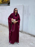 مانتو عبایی و شال پاییزه مخمل کش چی چی مد مدل یاقوت